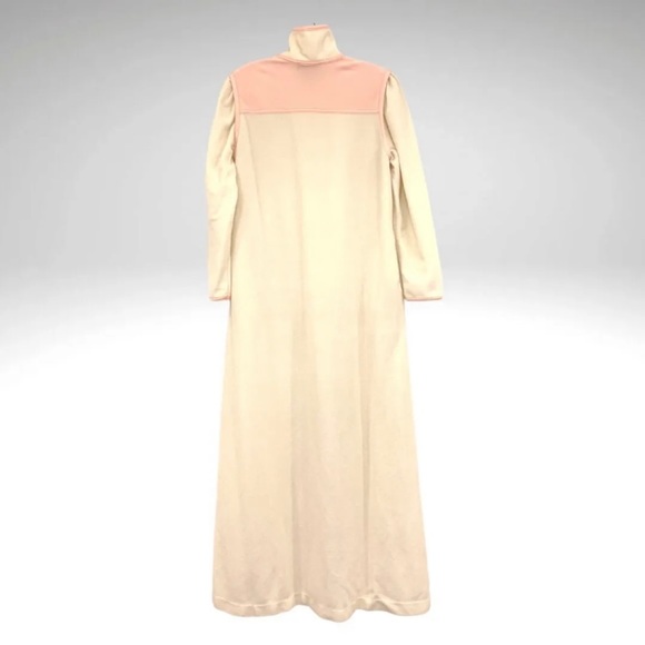 Vintage Bill Tice Velour Zip Robe Women Size 8 Ivory Pink Tulips High Collar - Picture 4 of 11
